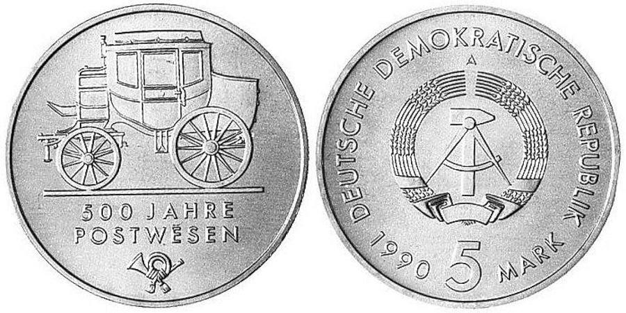5-mark-ddr-500-jahre-postwesen-1990