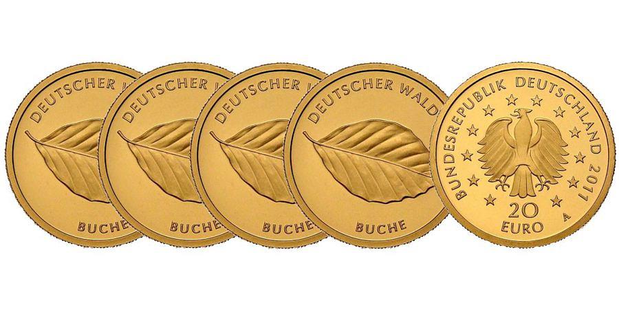 Satz-20-euro-gold-deutscher-wald-buche-brd-2011-st