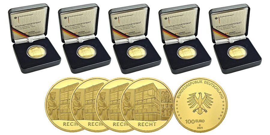 Satz-100-euro-gold-recht-brd-2021-etui